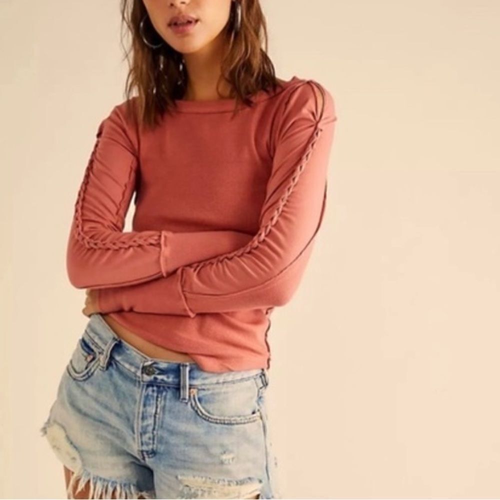 We The Free Free People Pink Daisy Chain Cuff Long Sleeve Top Size L